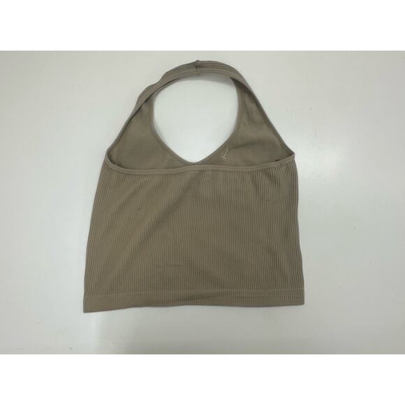 Faded Rose Womens Crop Top Size Large Brown Ribbed Halter Top - Picture 4 of 8